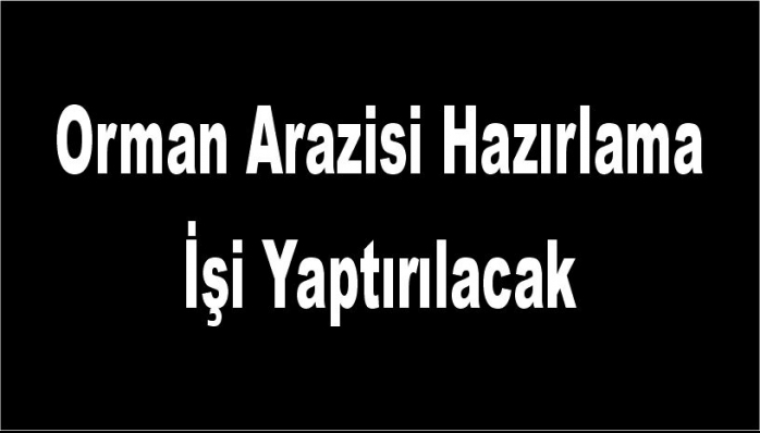 Orman Arazisi Hazırlama İşi Yaptırılacak