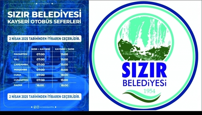 Sızır Belediyesi Kayseri Otobüs Seferlerinde Yeni Düzenleme